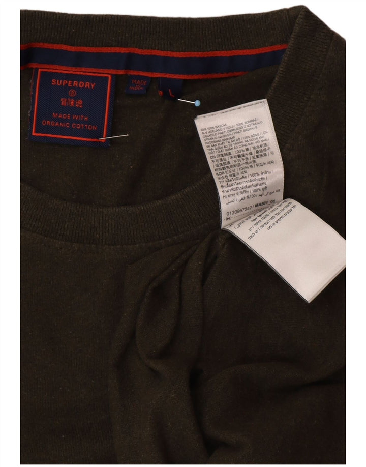 SUPERDRY Męski T-shirt Top, duży, zielony, bawełniany