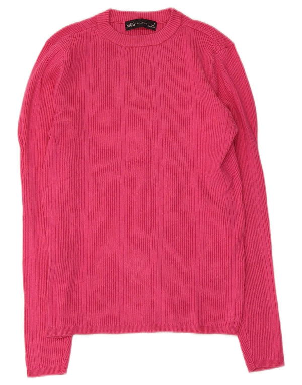 Marks & Spencer Damski sweter z okrągłym dekoltem UK 10 Small Pink Wiskoza
