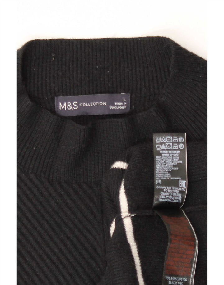Marks & Spencer Damski sweter z golfem UK 16, duże czarne paski
