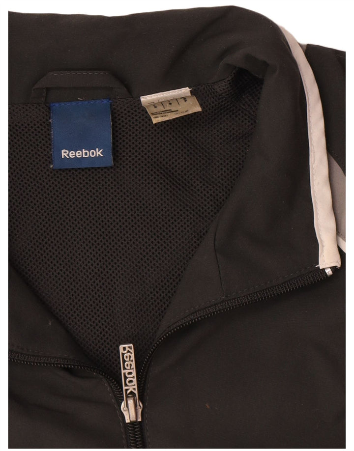 Męska kurtka dresowa Reebok, mała, czarna, z poliestru w blokach kolorów
