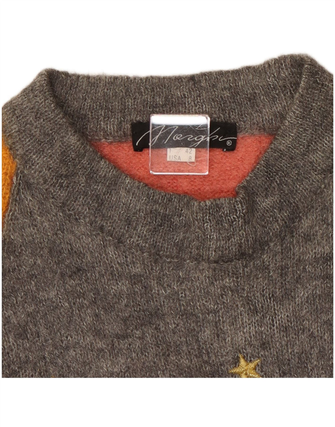 Sweter damski w stylu vintage z okrągłym dekoltem IT 42 w kolorze średniego różu
