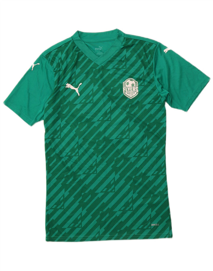 Męski T-shirt z grafiką PUMA, mały, zielony, geometryczny poliester