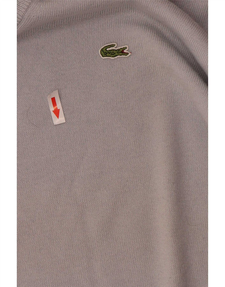 Lacoste Męski sweter z dekoltem w kształcie litery V, rozmiar 5, duży, niebieski, z dziewiczej wełny