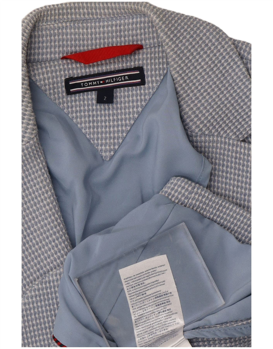 Damska marynarka TOMMY HILFIGER zapinana na 2 guziki US 2 XS, bawełniana niebieska kratka