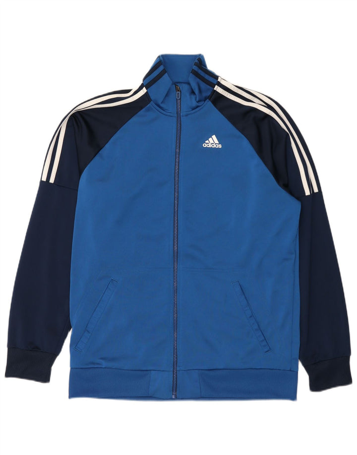 Adidas Męska bluza dresowa UK 44/46 Duży niebieski poliester z blokami kolorów