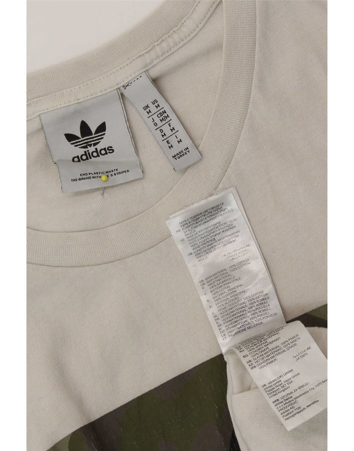 Męska koszulka z grafiką Adidas, średnia, biała bawełna w kamuflażu