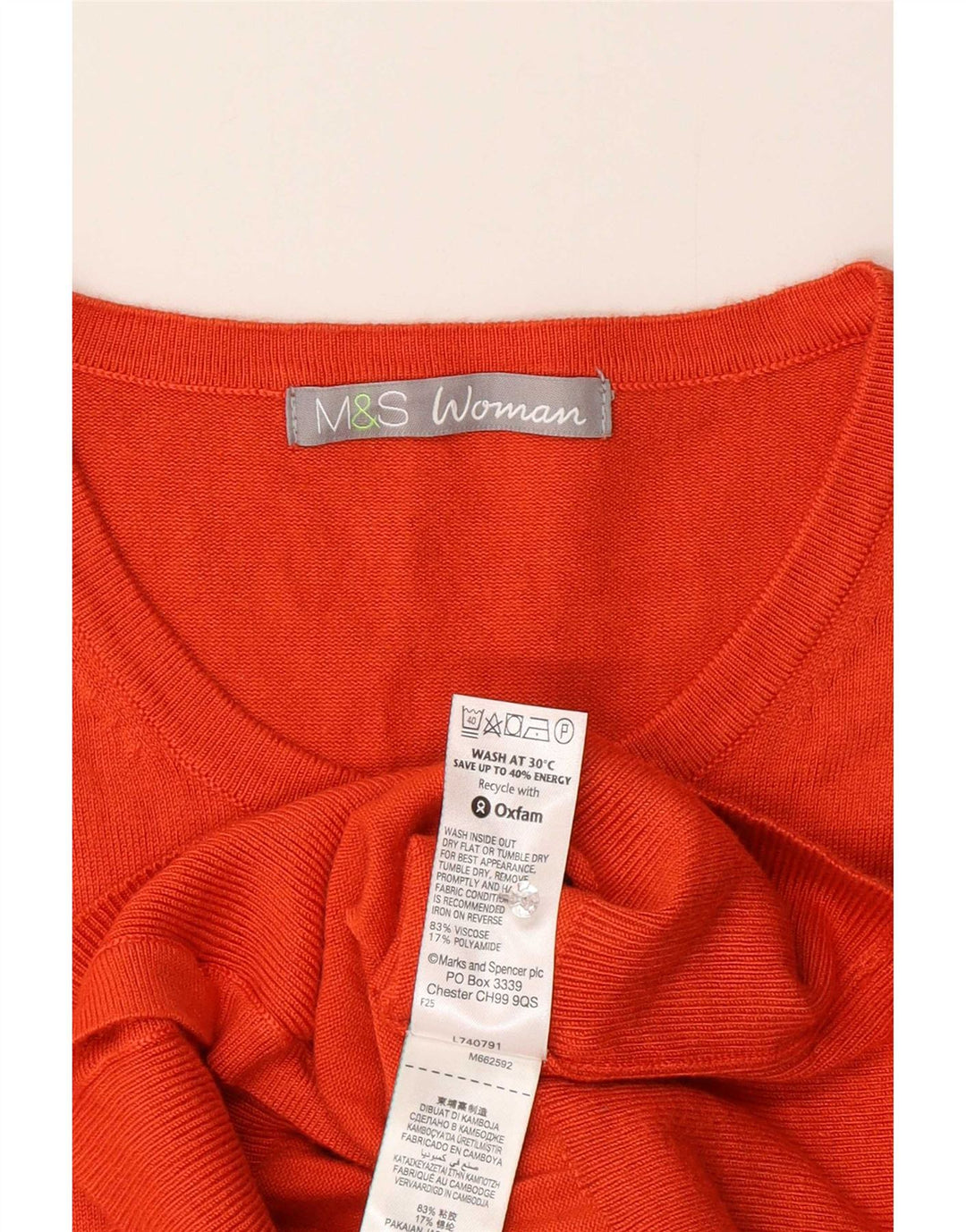 Marks & Spencer Damski sweter rozpinany UK 14 Średnio-pomarańczowa wiskoza