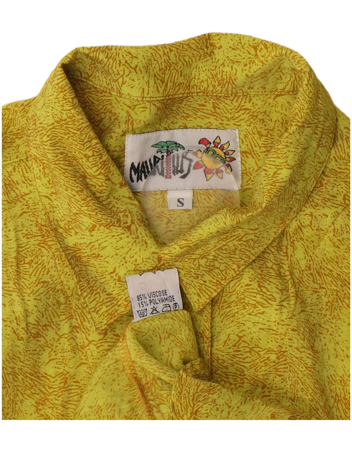 Vintage damska bluzka oversize z abstrakcyjnym wzorem UK 10, mała żółta