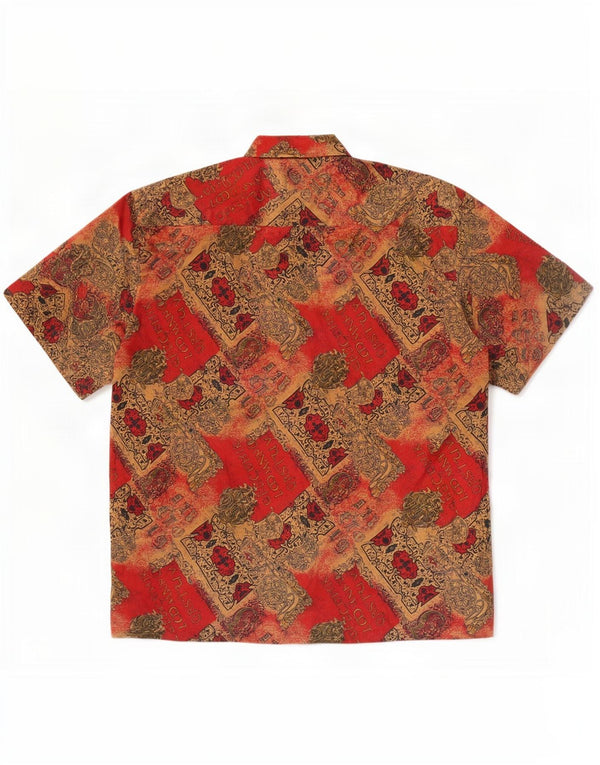 Męska koszula z krótkim rękawem w stylu vintage, 2XL, wielokolorowy jedwabny paisley