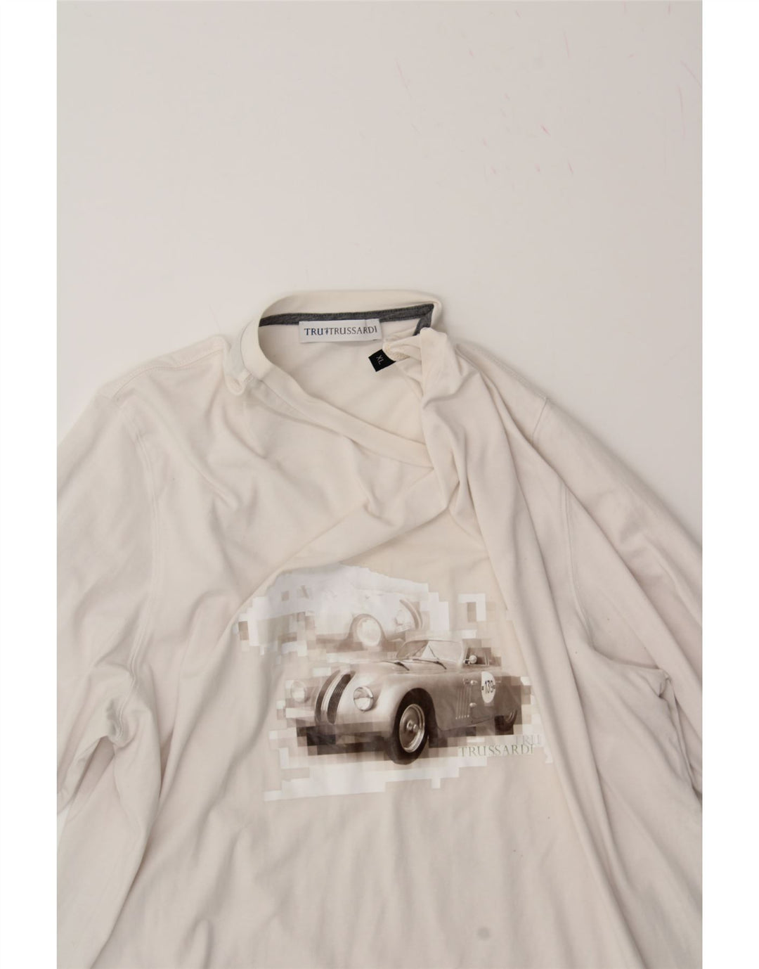 TRUSSARDI Womens Graphic Top Long Sleeve UK 18 XL White Vintage Trussardi and Second-Hand Trussardi from Messina Hembry 