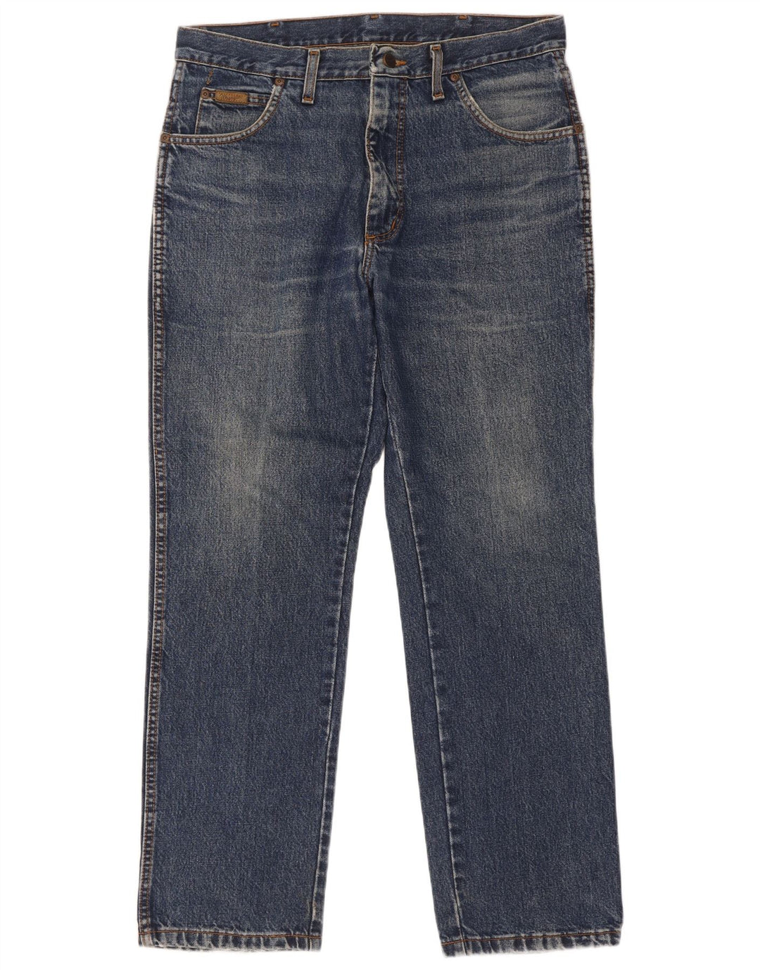 Wrangler Męskie proste dżinsy W34 L30 Niebieskie bawełniane
