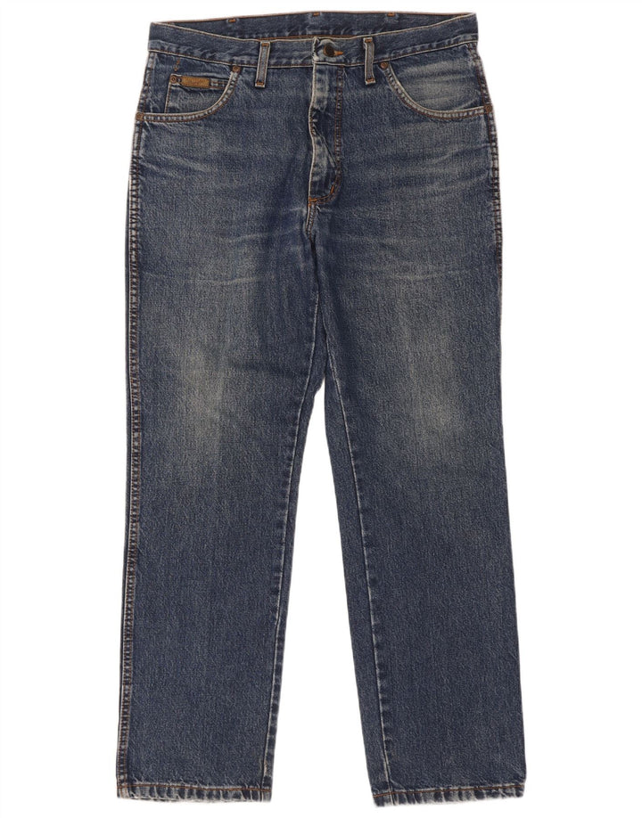 Wrangler Męskie proste dżinsy W34 L30 Niebieskie bawełniane