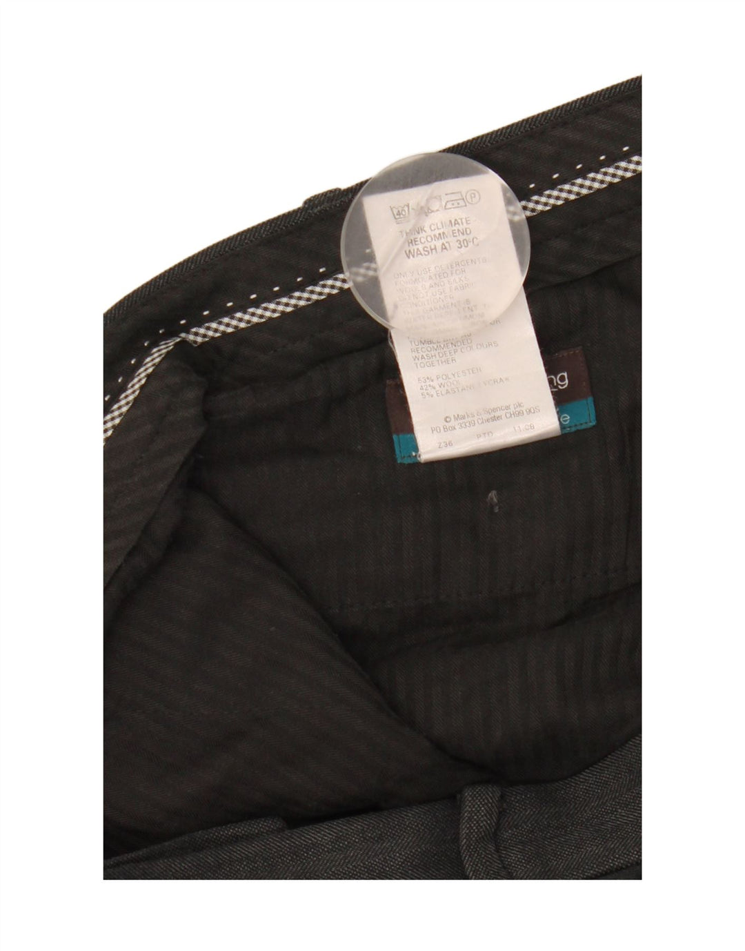 Marks & Spencer Męskie proste spodnie garniturowe W36 L31 Czarny poliester