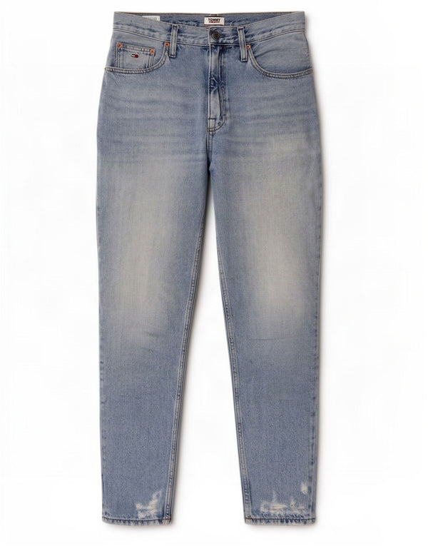 Damskie jeansy Tommy Hilfiger z wysokim stanem, w trudnej sytuacji, zwężane W30 L30 Niebieskie