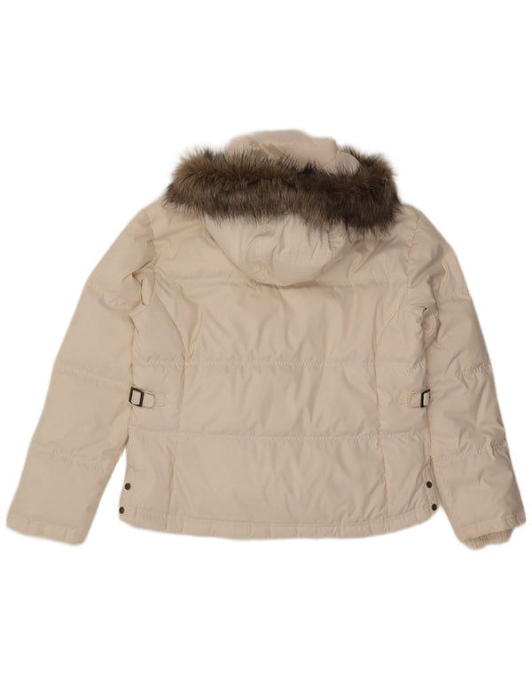 Damska ocieplana kurtka z kapturem COLUMBIA UK 18 XL, biały poliester