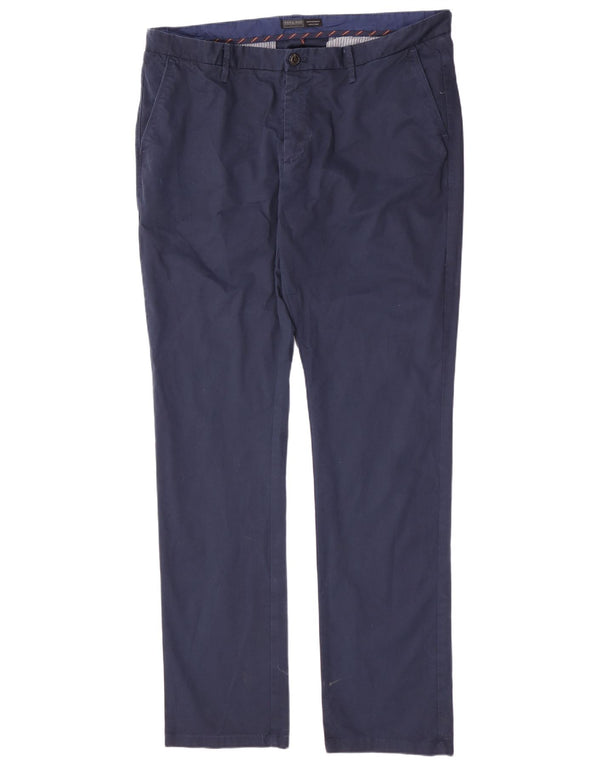 Męskie proste spodnie chino Zara EU 48 XL W38 L34 Granatowa bawełna