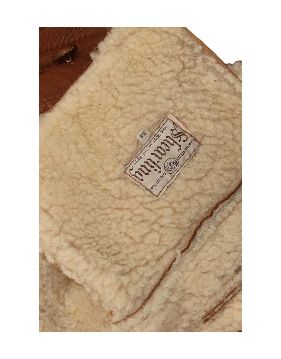 Vintage męska kurtka shearling z podwójnymi piersiami IT 54 2XL brązowa