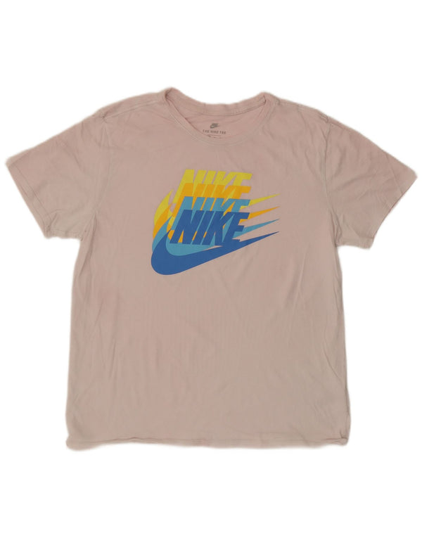 Męski T-shirt NIKE o sportowym kroju z grafiką, XL, różowy, bawełniany