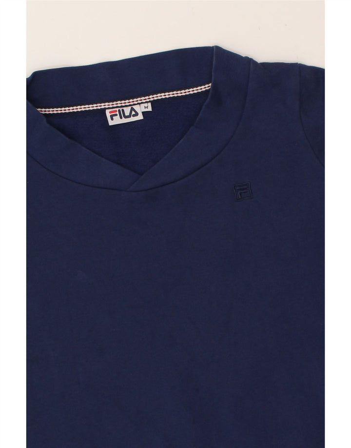 FILA Womens T-Shirt Top UK 14 Medium Navy Blue Cotton Vintage Fila and Second-Hand Fila from Messina Hembry 