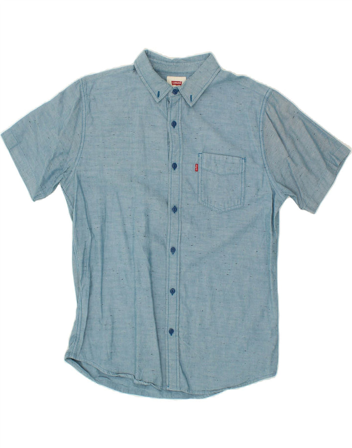 LEVI'S Mens Short Sleeve Shirt Medium Blue Flecked Cotton Vintage Levi's and Second-Hand Levi's from Messina Hembry 