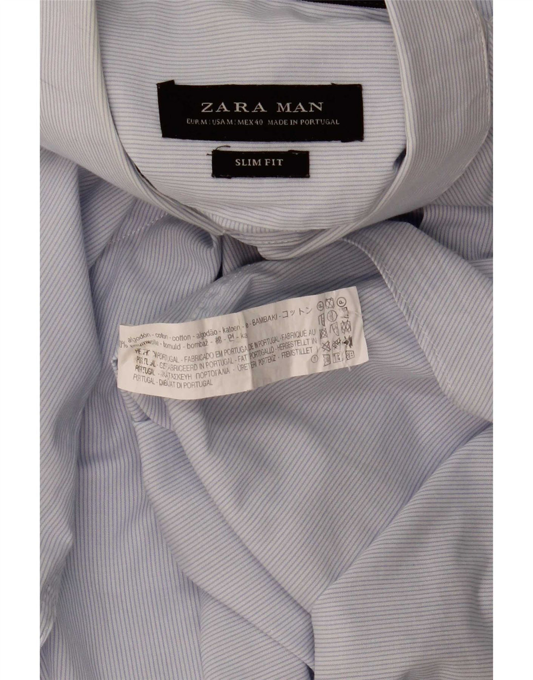 Koszula męska Zara Slim Fit, bawełniana, w kolorze średniego niebieskiego w prążki