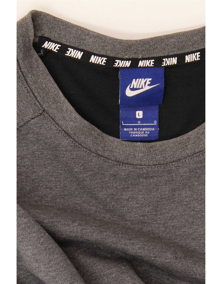 Męski sweter z grafiką Nike, duży, szary, z blokami kolorów