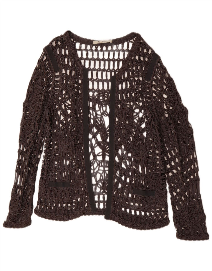 Damski szydełkowy top MONARI z długim rękawem, prześwitujący UK 14, duży, szary