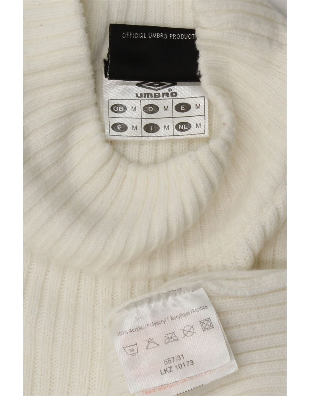 Damski sweter z golfem UMBRO UK 16, średni biały akryl