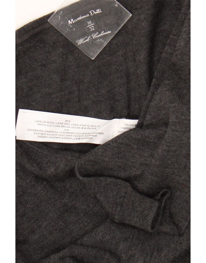 Sweter damski Massimo Dutti z dekoltem w kształcie litery V, UK 12, średnioszary, wełniany