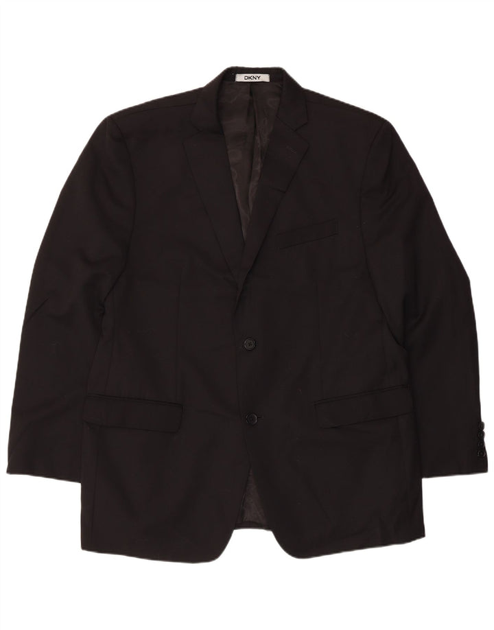 Dkny Męska marynarka zapinana na 2 guziki UK 44 2XL Czarna wełna