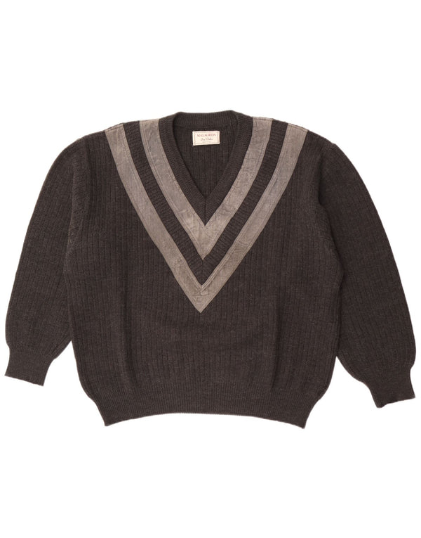 Męski sweter Malagrida z dekoltem w kształcie litery V, XL, w szare paski
