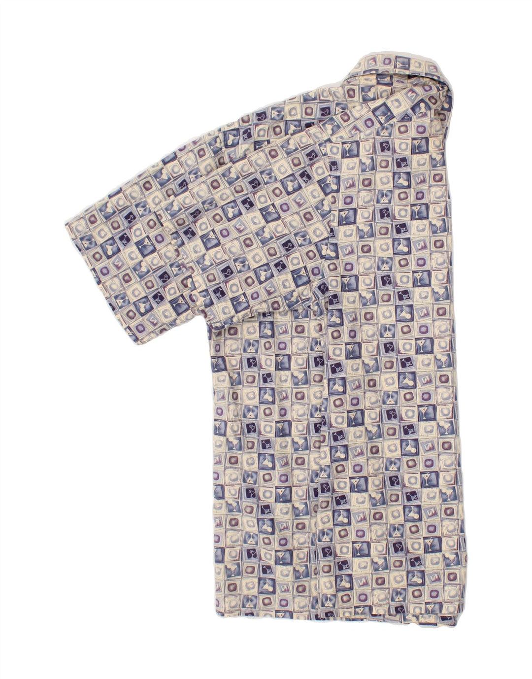 VINTAGE Mens Abstract Pattern Short Sleeve Shirt Medium Grey Cotton Vintage Vintage and Second-Hand Vintage from Messina Hembry 