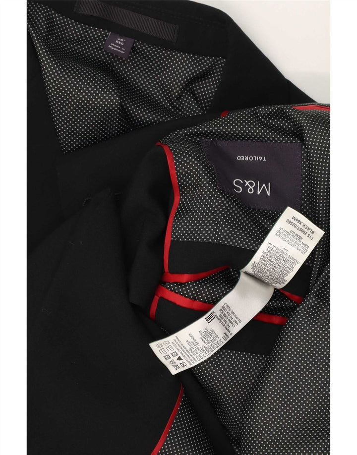 Marks & Spencer Męska marynarka zapinana na 2 guziki, rozmiar 54, 2XL, czarna wełna