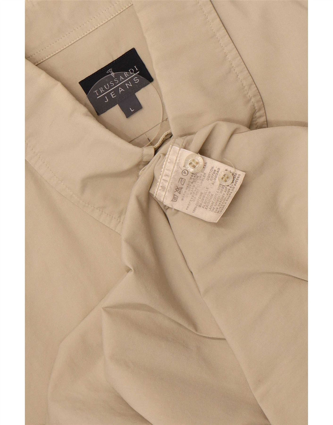 Koszula męska Trussardi Jeans, duża, beżowa, bawełniana