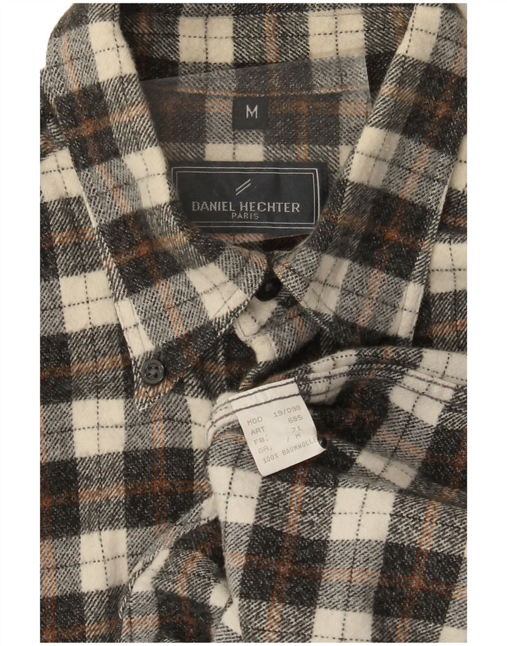 DANIEL HECHTER Mens Flannel Shirt Medium Grey Check Cotton