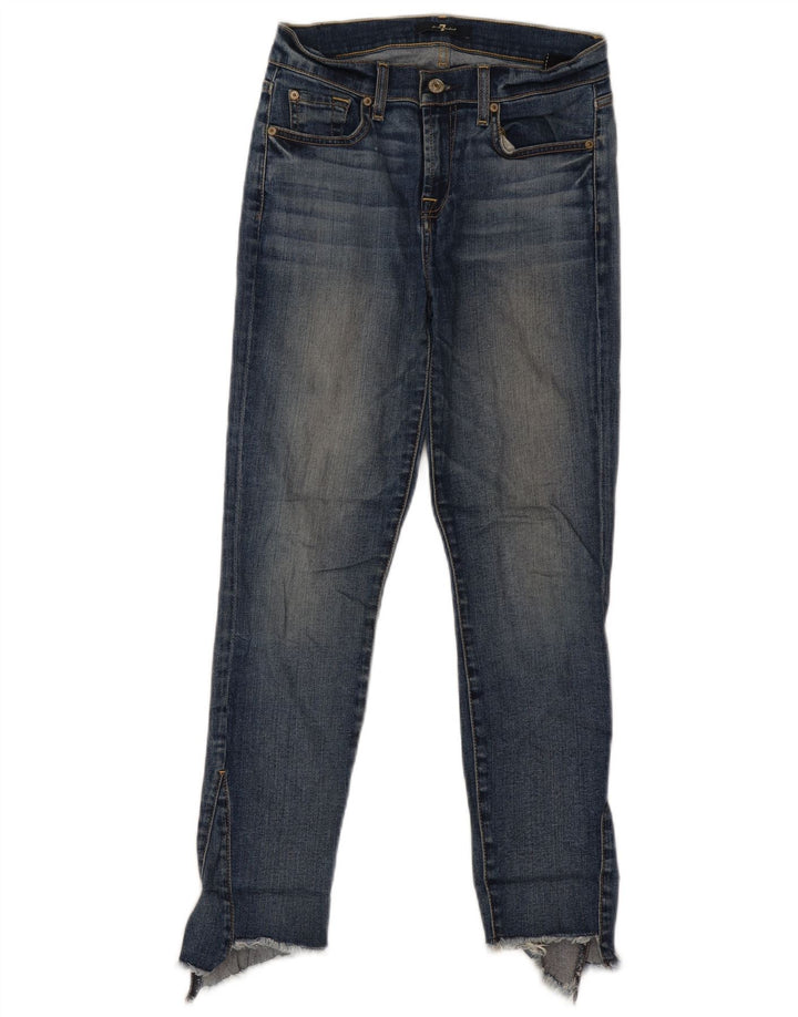 7 FOR ALL MANKIND Damskie jeansy slim W26 L26 Niebieska bawełna