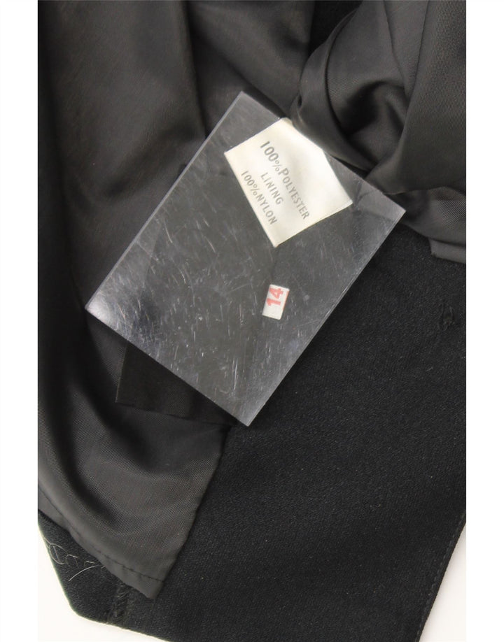 VINTAGE Womens 3 Button Blazer Jacket UK 14 Large Black Polyester Vintage Vintage and Second-Hand Vintage from Messina Hembry 