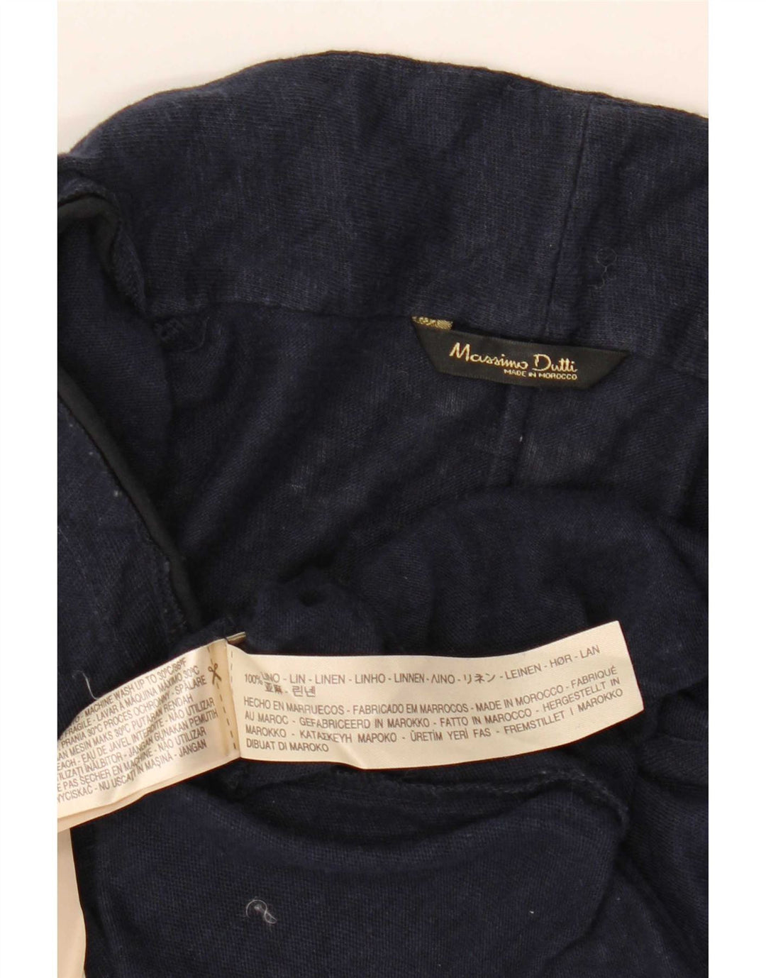 Bluzka damska Massimo Dutti Top UK 18 XL Granatowa, lniana