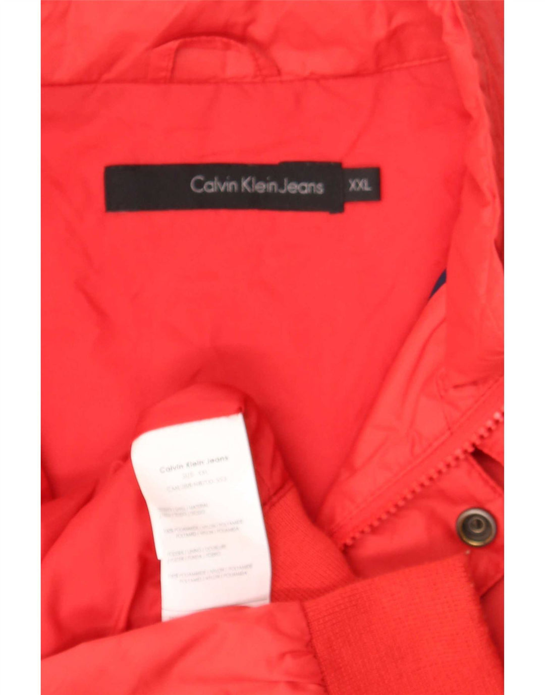 Męska kurtka bomber z kapturem Calvin Klein Jeans UK 44 2XL Czerwony poliamid