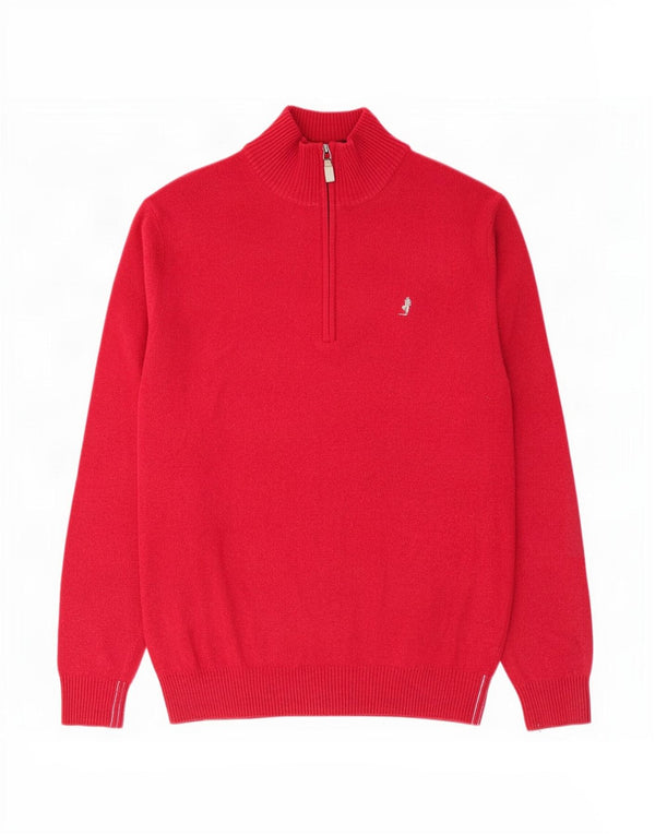 Marlboro Classics Męski sweter z zamkiem błyskawicznym, duży, czerwony, wełniany