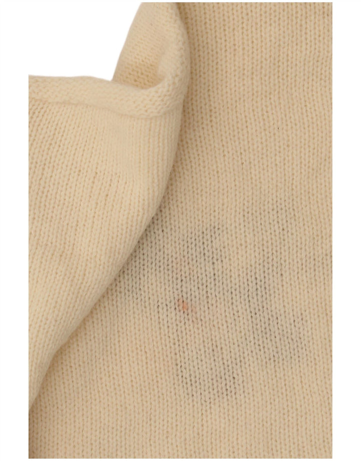 Vintage damski sweter z golfem, UK 14, średni, w kolorze złamanej bieli