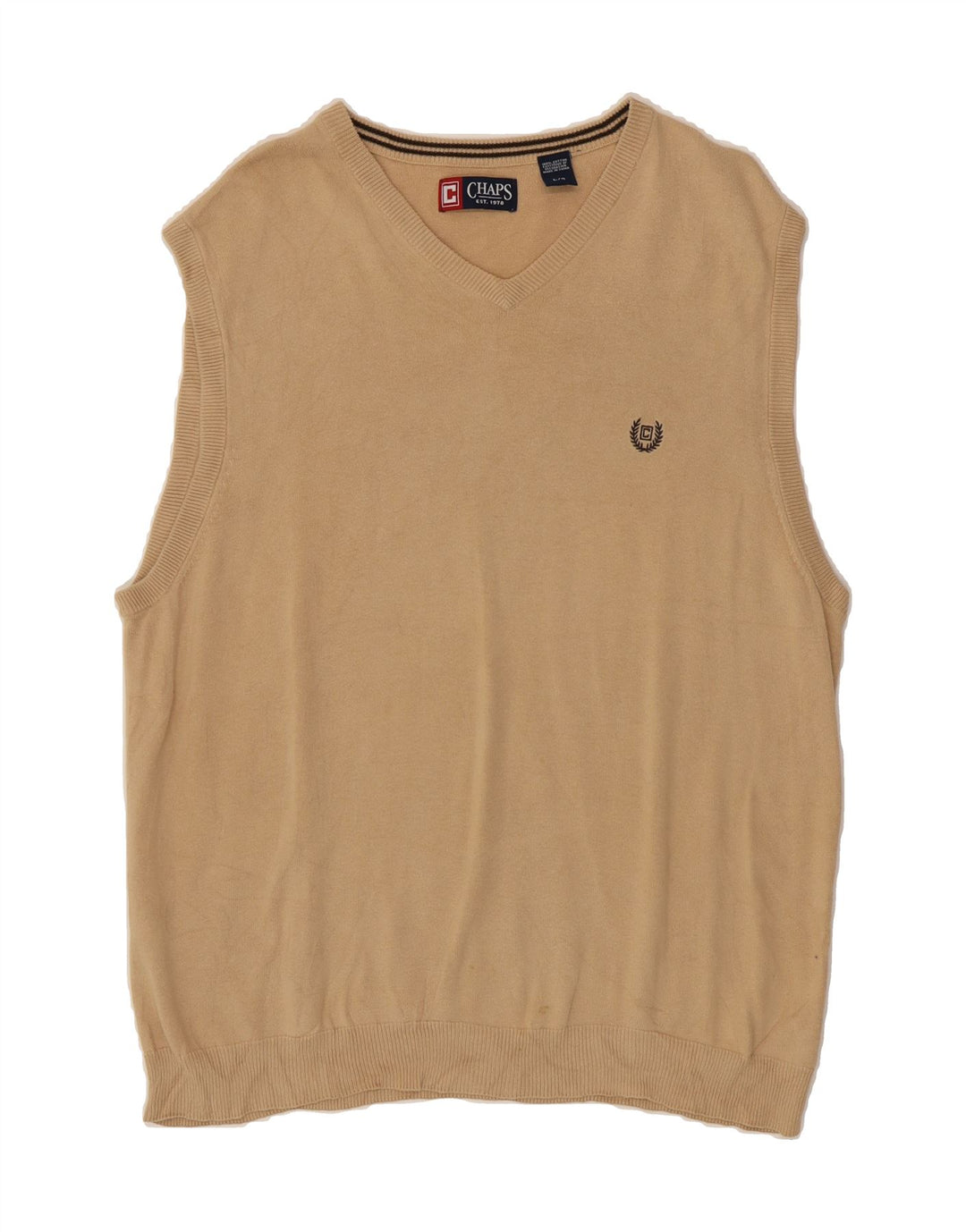 CHAPS Mens Vest Tank Top Large Beige Cotton Vintage Chaps and Second-Hand Chaps from Messina Hembry 