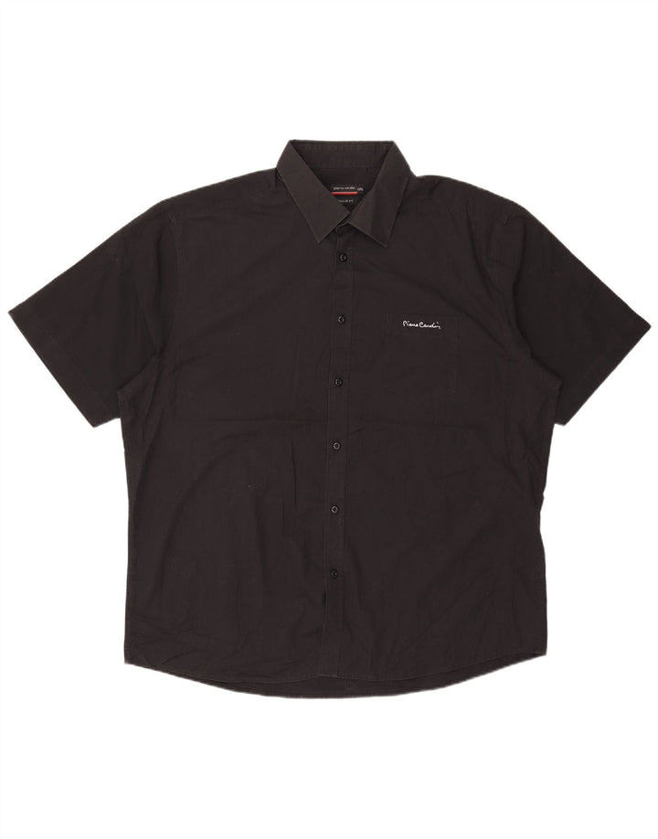 Męska koszula z krótkim rękawem Pierre Cardin o regularnym kroju, 3XL, czarny poliester
