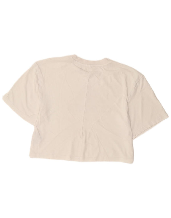 Damska koszulka Adidas Crop Graphic Top UK 6 XS Biała bawełna