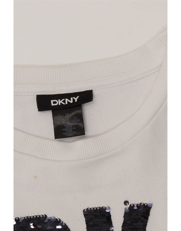 Damska bluza z grafiką Dkny, UK 14, średnia biel