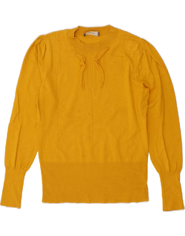 OASIS Womens Ruffle Front Crew Neck Jumper Sweater UK 8 Small Yellow Vintage Oasis and Second-Hand Oasis from Messina Hembry 