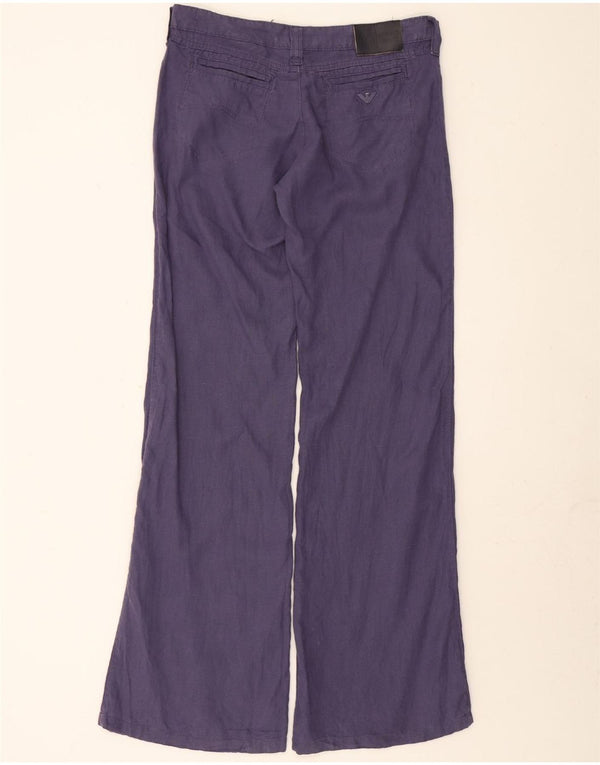 ARMANI Womens Bootcut Casual Trousers W28 L35 Purple Linen