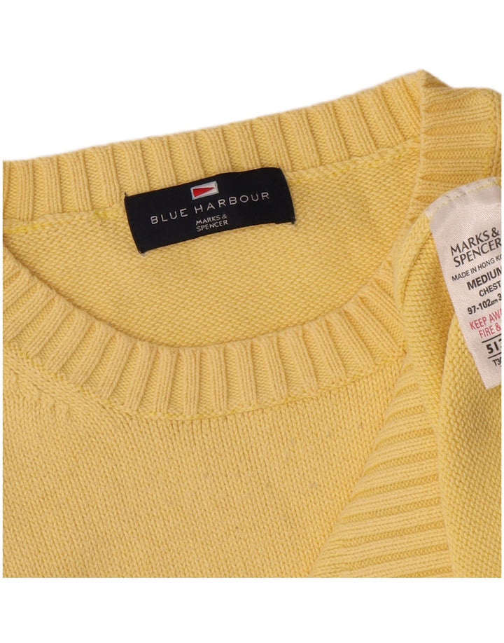 Męski sweter Marks & Spencer Blue Harbor z okrągłym dekoltem, średniożółty