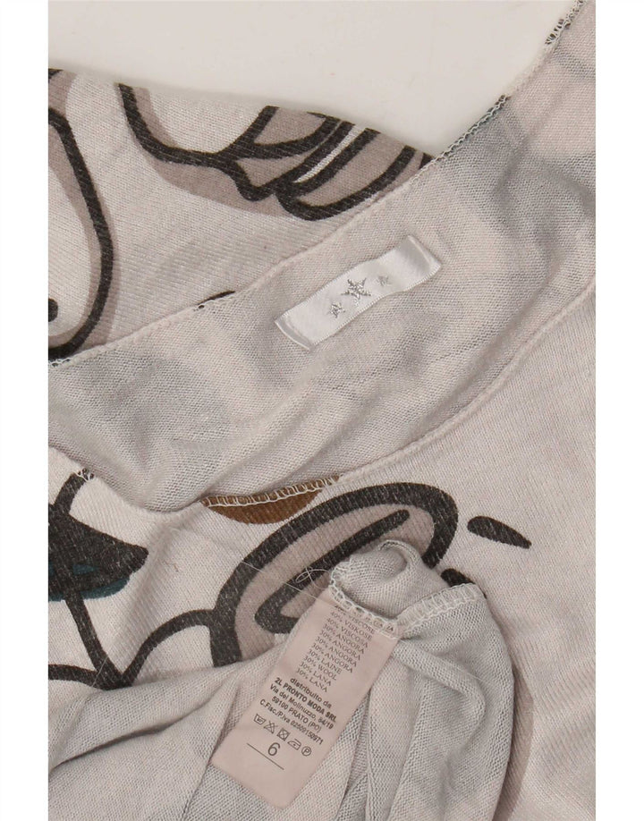 Vintage damski top w abstrakcyjny wzór z długim rękawem US 6 średni wielobarwny