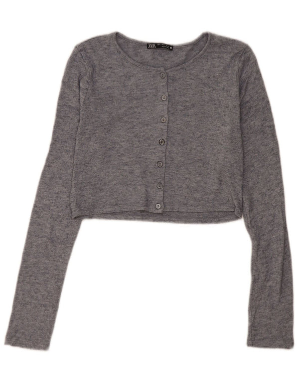 Sweter damski Zara Crop Cardigan UK 10 Small, szara wiskoza